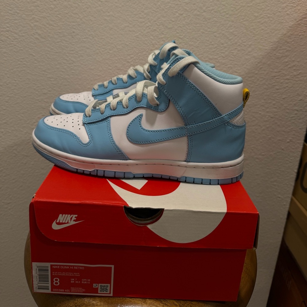 Nike Dunk Hi Retro "Homer Simpson" Sky Blue and White High-Tops